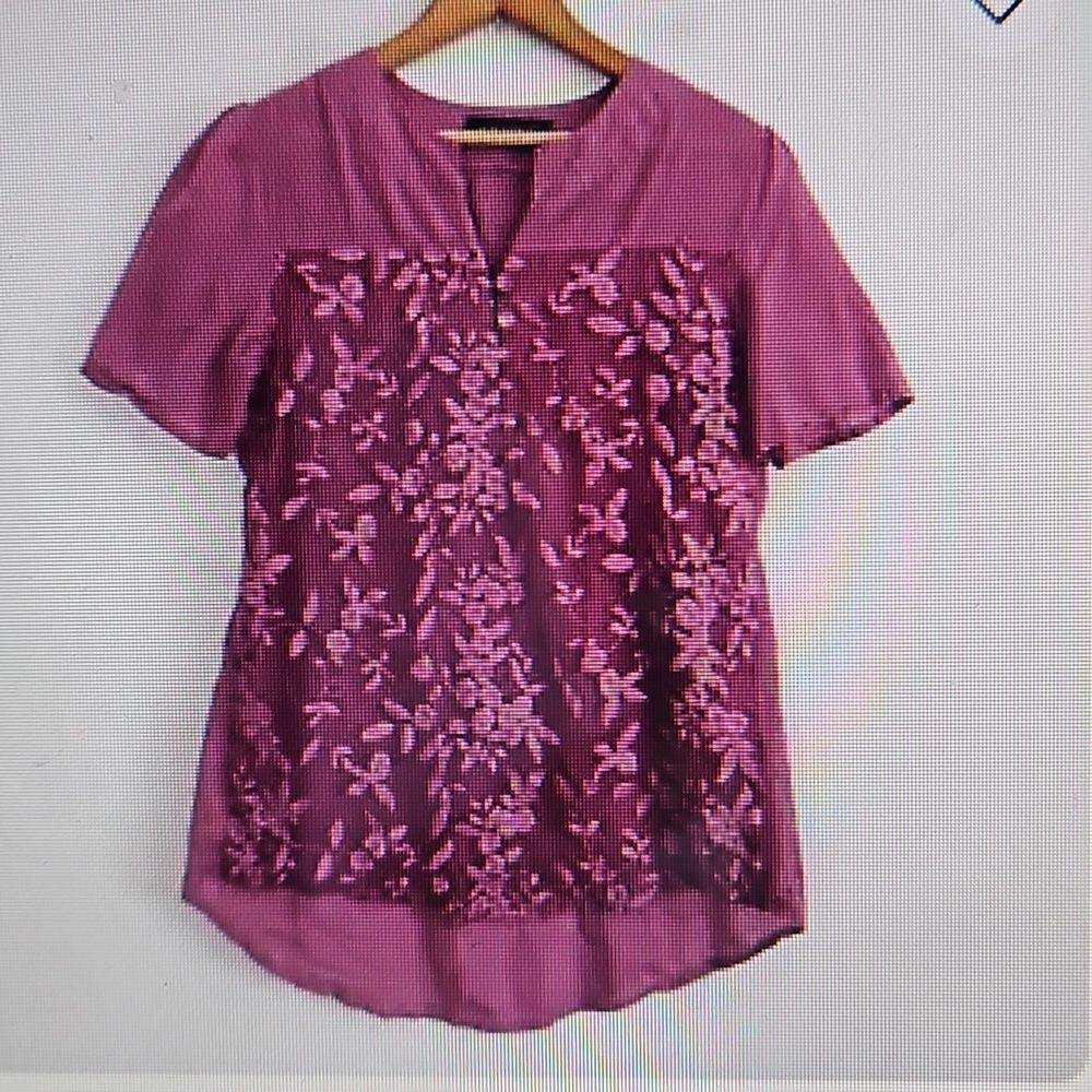 GRACILA EMBROIDERED TOP PURPLE 4XL